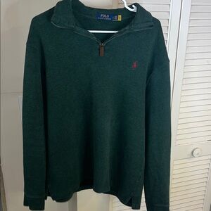 Ralph Lauren Forest Green Knit Quarterzip Sweater